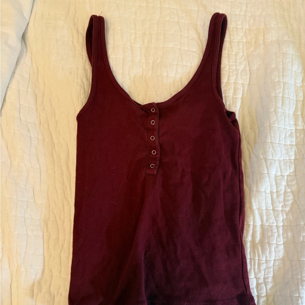 Brandy Melville Deep Red Buttoned Tank Top
